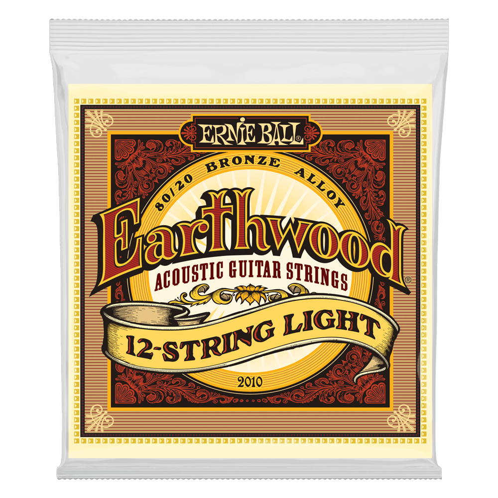 ERNIE BALL EARTHWOOD 12 STRING LIGHT STRINGS 2010 PACKAGE FRONT ON TRANSPARENT BACKGROUND