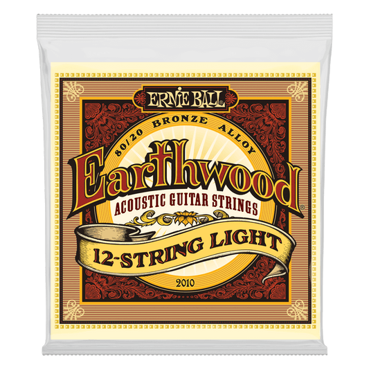 ERNIE BALL EARTHWOOD 12 STRING LIGHT STRINGS 2010 PACKAGE FRONT ON TRANSPARENT BACKGROUND