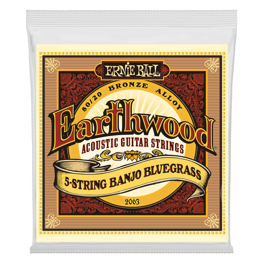 ERNIE BALL EARTHWOOD 2063 5 STRING BANJO BLUEGRASS 2063 FRONT  PACKAGE ON TRANSPARENT BACKGROUND