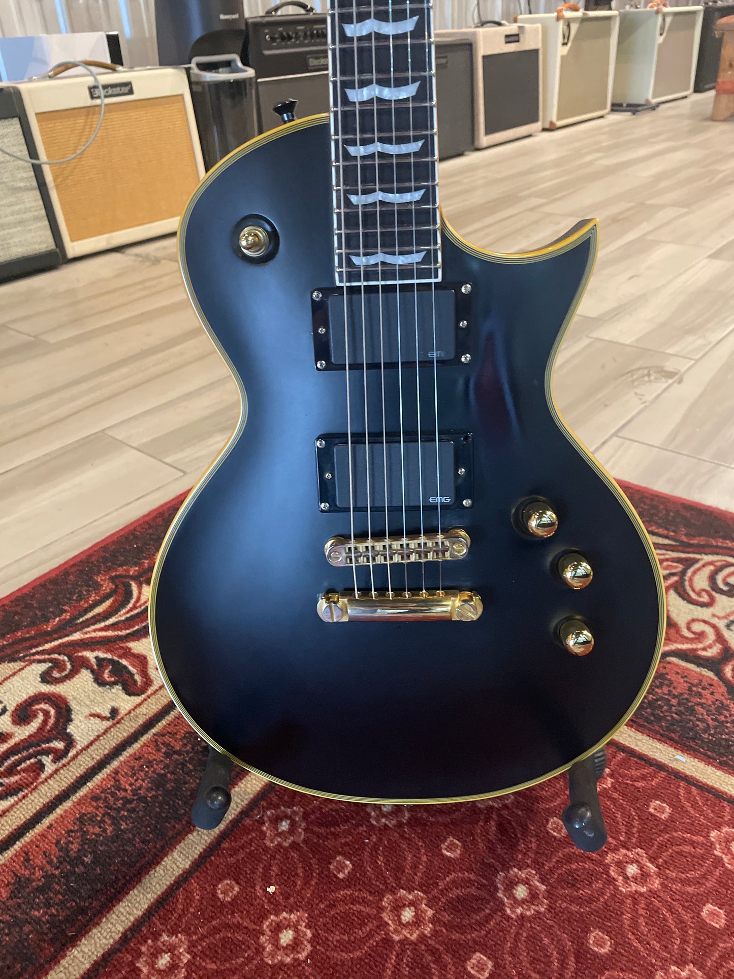 ESP LTD EC-1000 Deluxe Series Electric Guitar, Vintage Black, with EMG Pickups