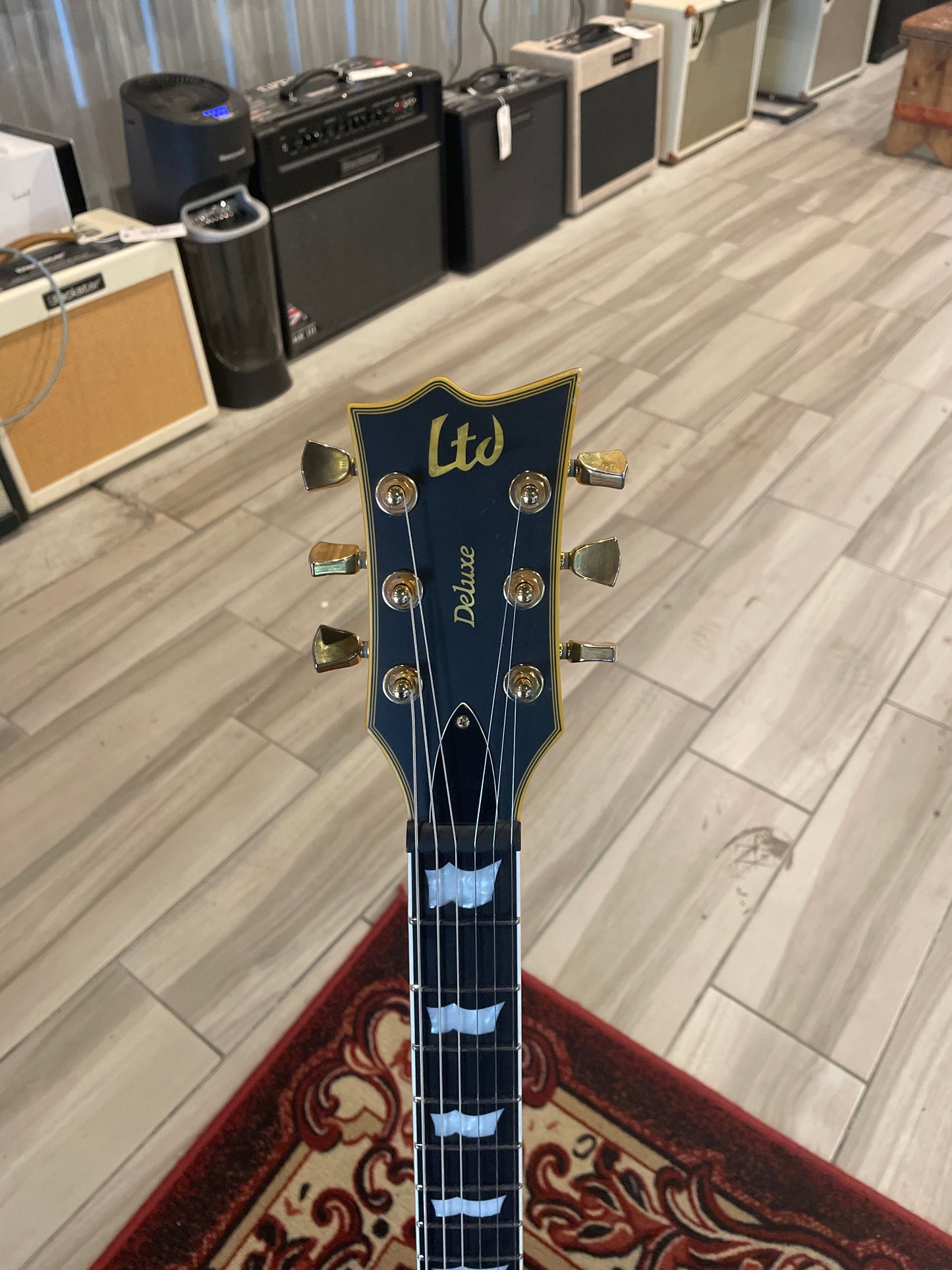 ESP LTD EC-1000 Deluxe Series Electric Guitar, Vintage Black, with EMG Pickups