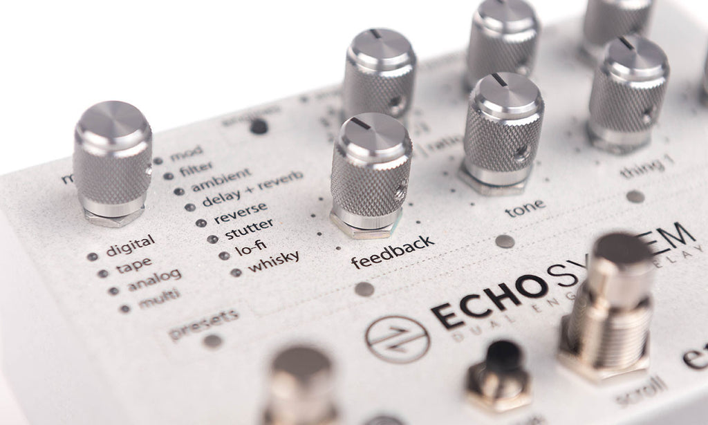 EMPRESS EFFECTS ECHOSYSTEM FRONT ZOOM VIEW OF KNOBS AND MODES