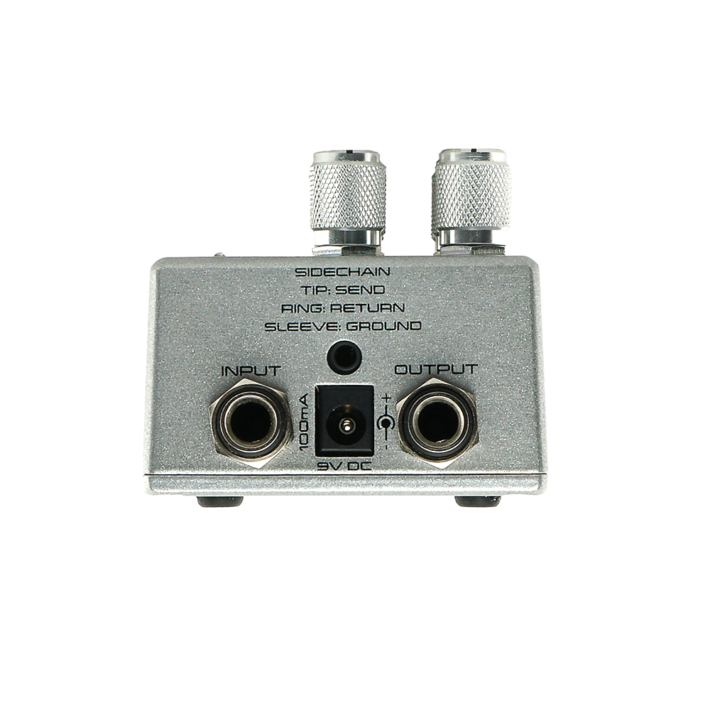 EMPRESS EFFECTS COMPRESSOR MK II BLUE SPARKLE AND SILVER SPARKLE TOP VIEW INPUTS SIDECHAIN INPUT POWER ADAPTER INPUT VIEW