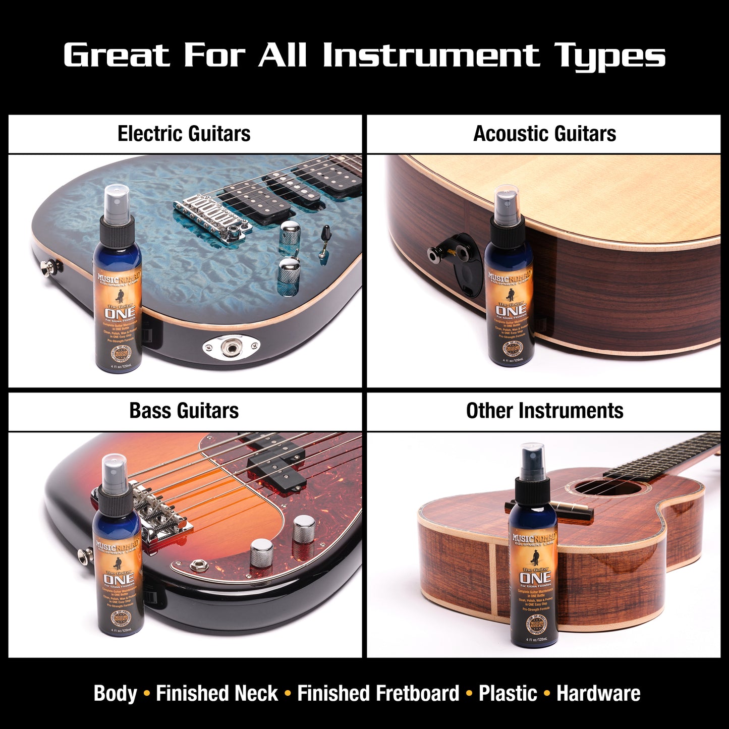 MUSICNOMAD GUITAR COMPLETE CLEANING CARE KIT MN108 GREAT FOR ALL INSTRUMENT TYPES ELECTRIC ACOUSTIC BASS GUITARS OTHER INSTRUMENTS