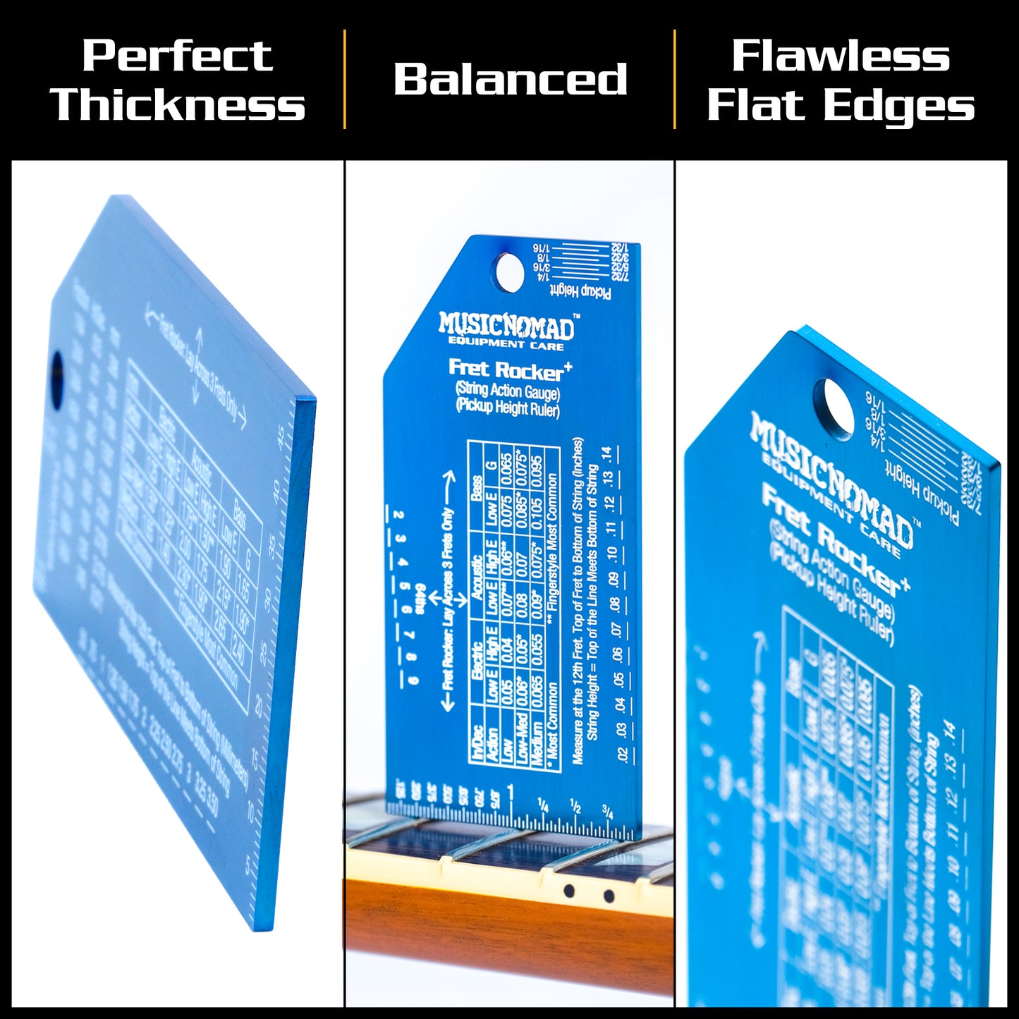 MUSIC NOMAD MN822 FRET ROCKER+ PERFECT THICKNESS BALANCED FLAWLESS FLAT EDGES 3 PICTURES ON WHITE BACKGROUND