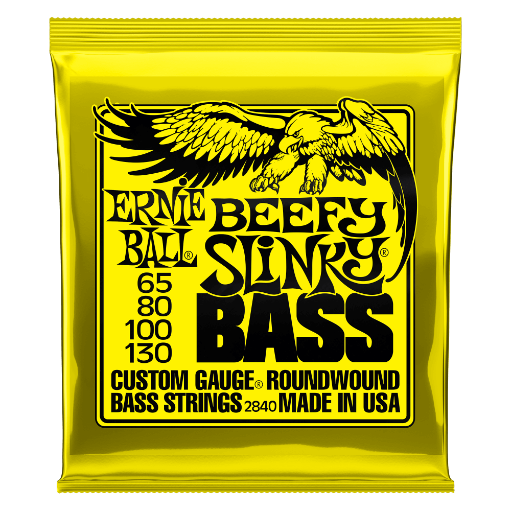 Ernie Ball 2840 Beefy Slinky Nickel Wound Electric Bass Strings 65-130 Gauge