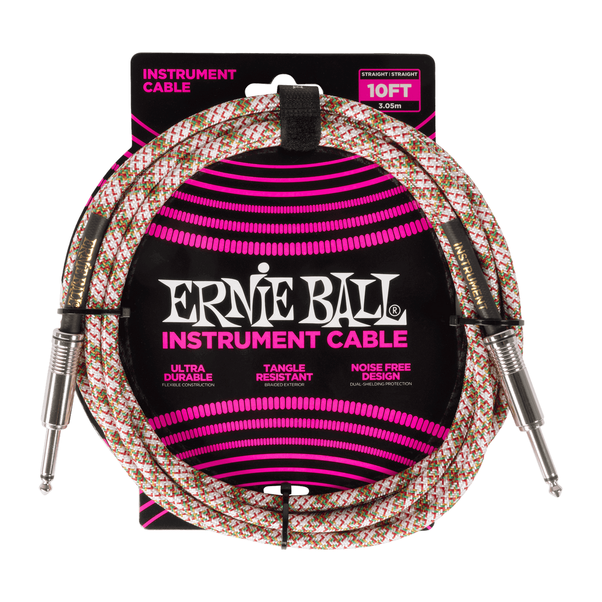 Braided Instrument Cable Straight/Straight 10ft - Emerald Argyle