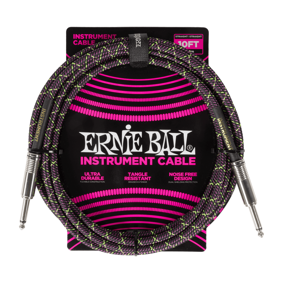 Braided Instrument Cable Straight/Straight 10ft - Purple Python