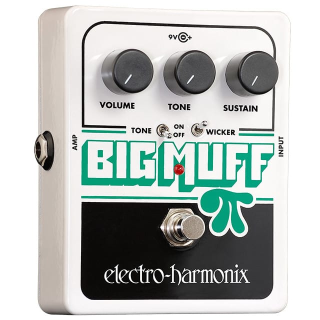 ELECTRO-HARMONIX EHX BIGG MUFF WITH TONE WICKER FRONT ANGLED VIEW