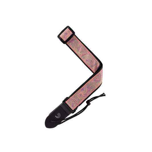 Jacquard Ukulele Straps, Paisley Pink/Green