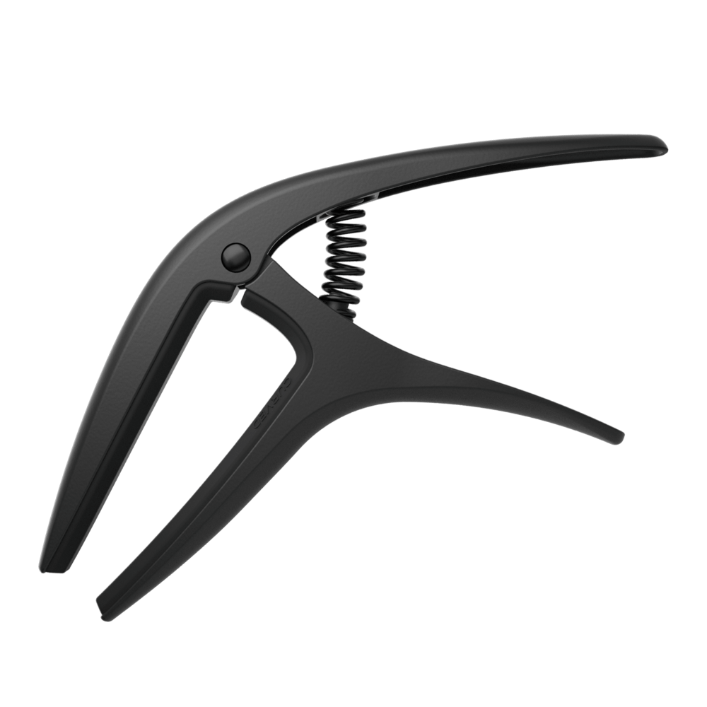 ERNIE BALL AXIS CAPO MAIN PRODUCT VIEW ON TRANSPARENT BACKGROUND BLACK CAPO