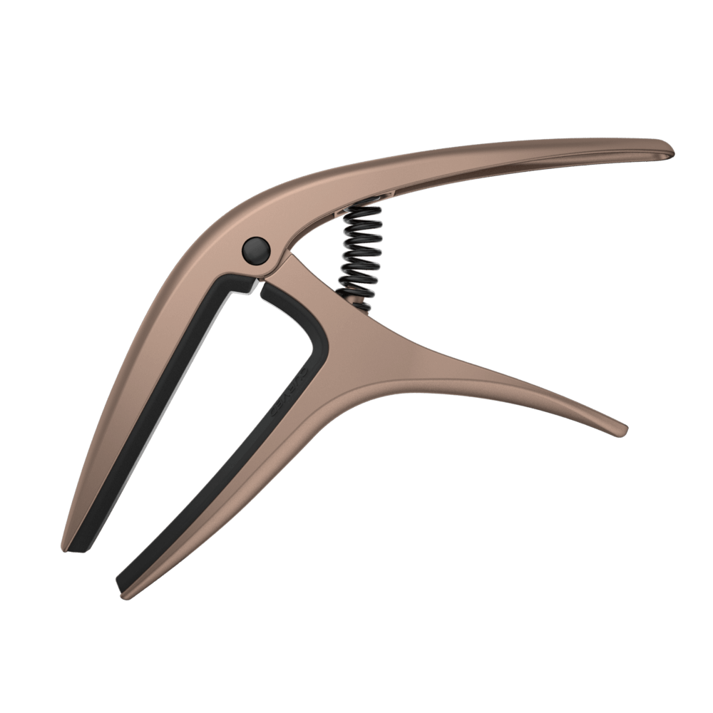 ERNIE BALL AXIS CAPO MAIN PRODUCT VIEW ON TRANSPARENT BACKGROUND GOLD SATIN