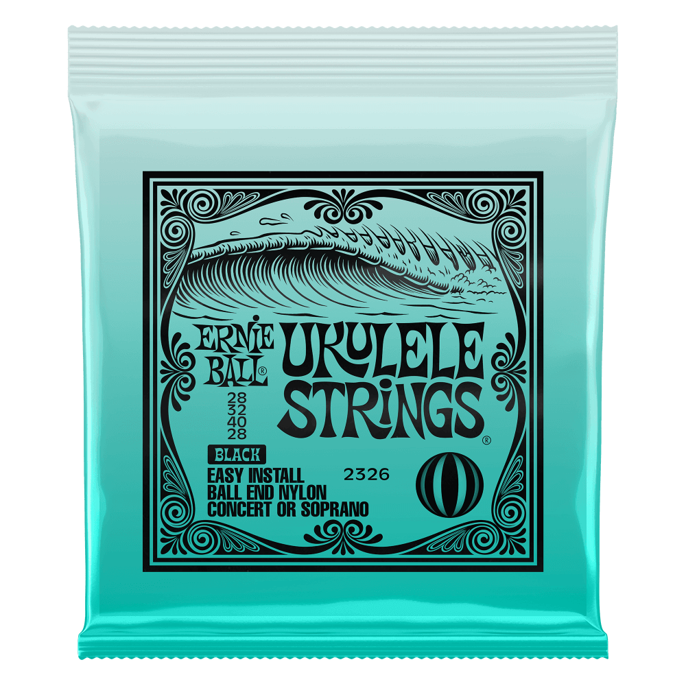 ERNIE BALL UKULELE STRINGS 2326 BLACK FRONT PRODUCT IMPAGE ON TRANSPARENT BACKGROUND