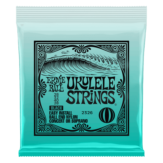 ERNIE BALL UKULELE STRINGS 2326 BLACK FRONT PRODUCT IMPAGE ON TRANSPARENT BACKGROUND