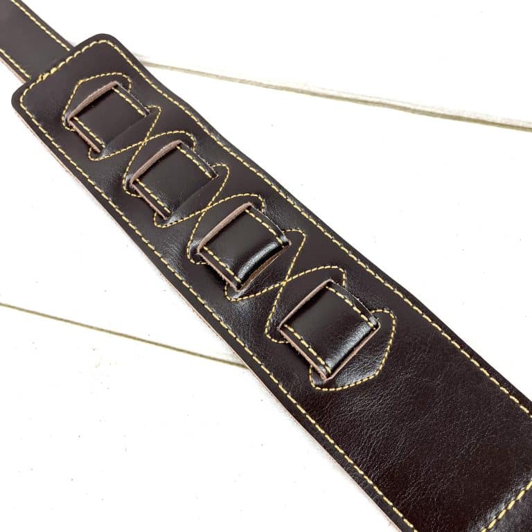 Walker & Williams - C-22-BRN Handmade Premium Brown Signature Grain Leather Extra Wide Double Padded Guitar Strap