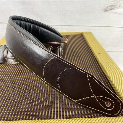 Walker & Williams - C-22-BRN Handmade Premium Brown Signature Grain Leather Extra Wide Double Padded Guitar Strap