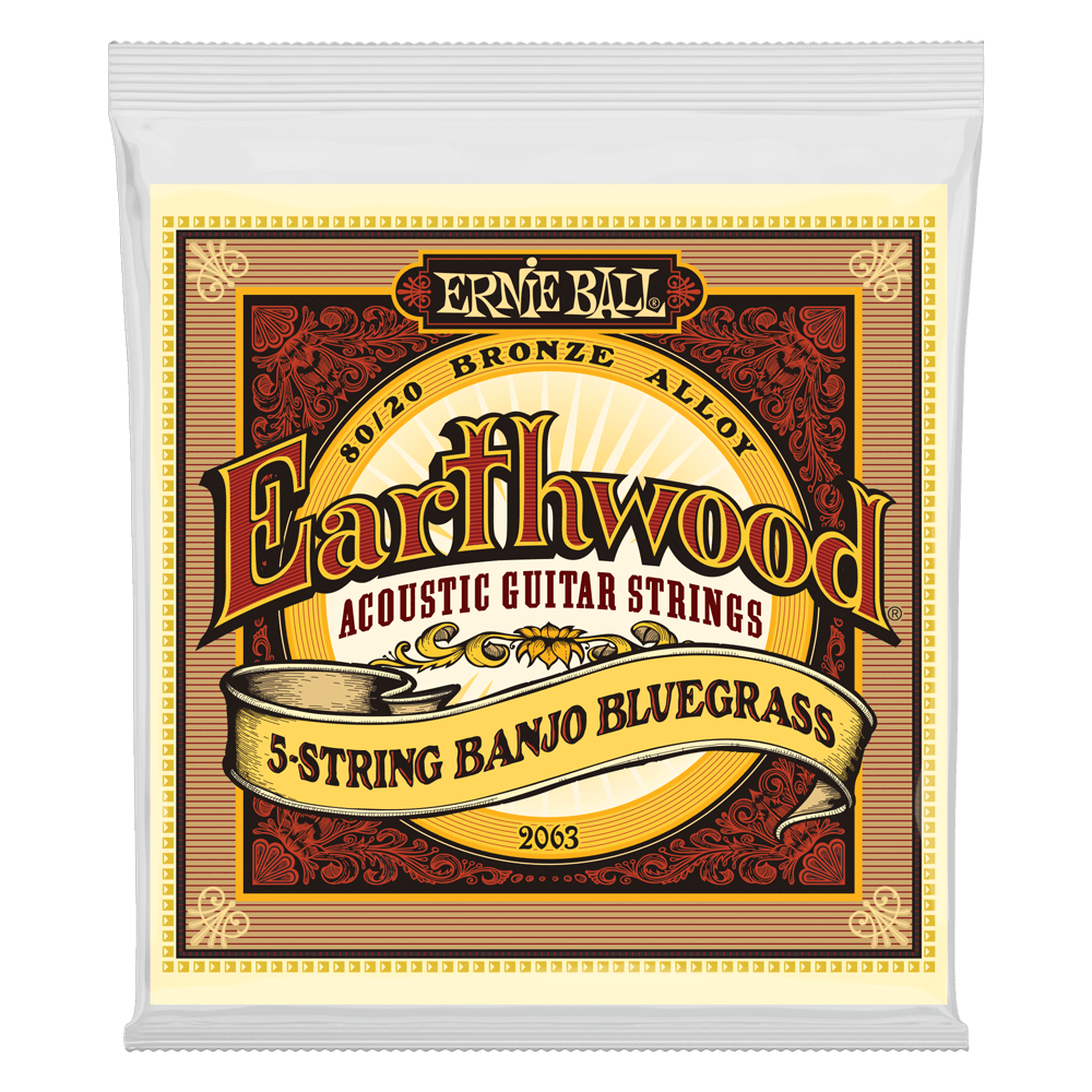  ERNIE BALL EARTHWOOD 2063 5 STRING BANJO BLUEGRASS 2063 FRONT  PACKAGE ON TRANSPARENT BACKGROUND