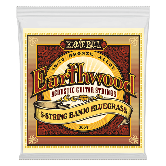  ERNIE BALL EARTHWOOD 2063 5 STRING BANJO BLUEGRASS 2063 FRONT  PACKAGE ON TRANSPARENT BACKGROUND