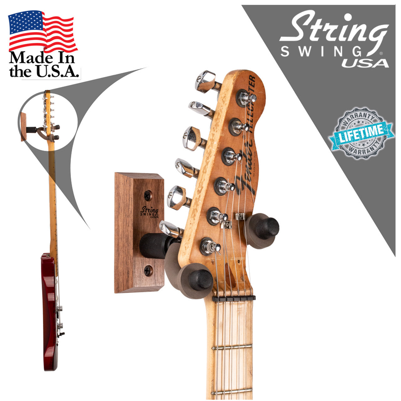 String Swing Original Style: Wall Mount Classical Guitar Hanger | CC01