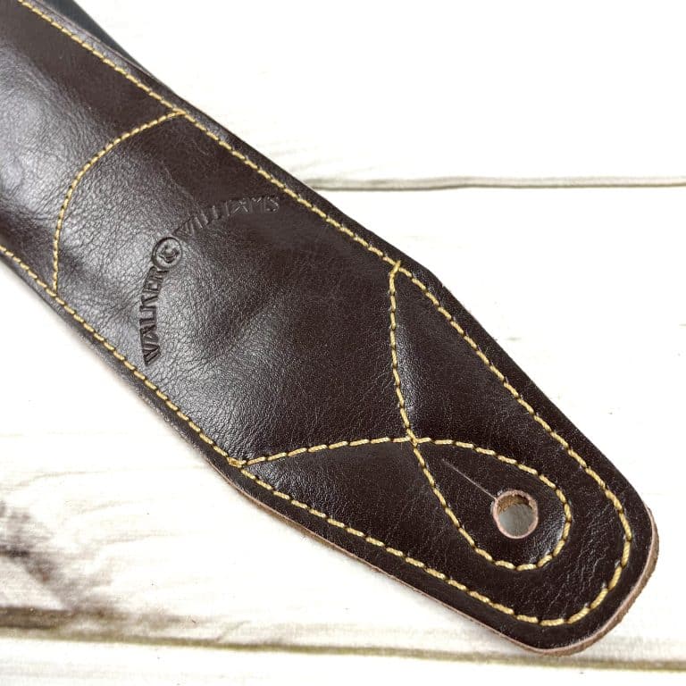 Walker & Williams - C-22-BRN Handmade Premium Brown Signature Grain Leather Extra Wide Double Padded Guitar Strap