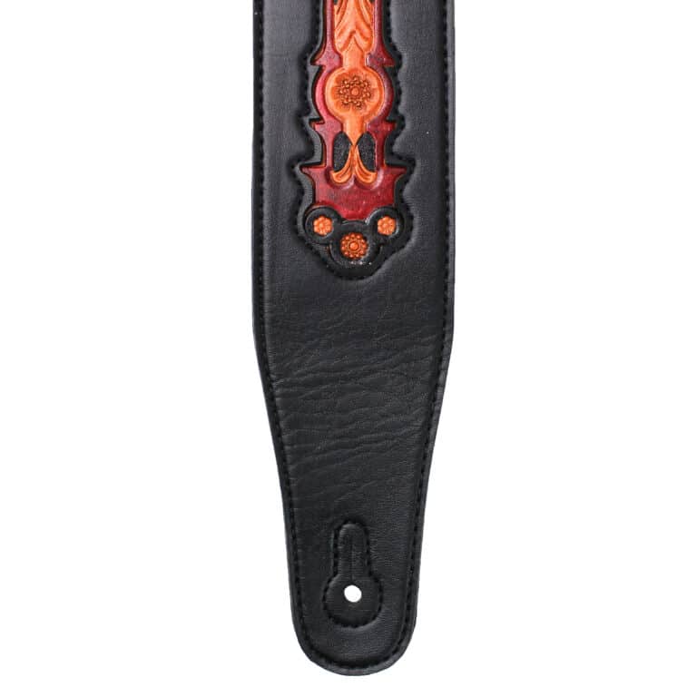 Walker & Williams - CVG-23-BB Hand Tooled Black & Red Cross Design w/Black Stitching