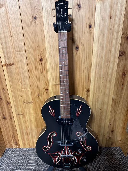 Godin 5th Avenue Kingpin P90 Black Custom w/OHSC (USED)