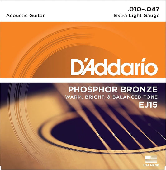 DADDARIO PHOSPHOR BRONZE EXTRA LIGHT GAUSE EJ15 MAIN PRODUCT PHOTO