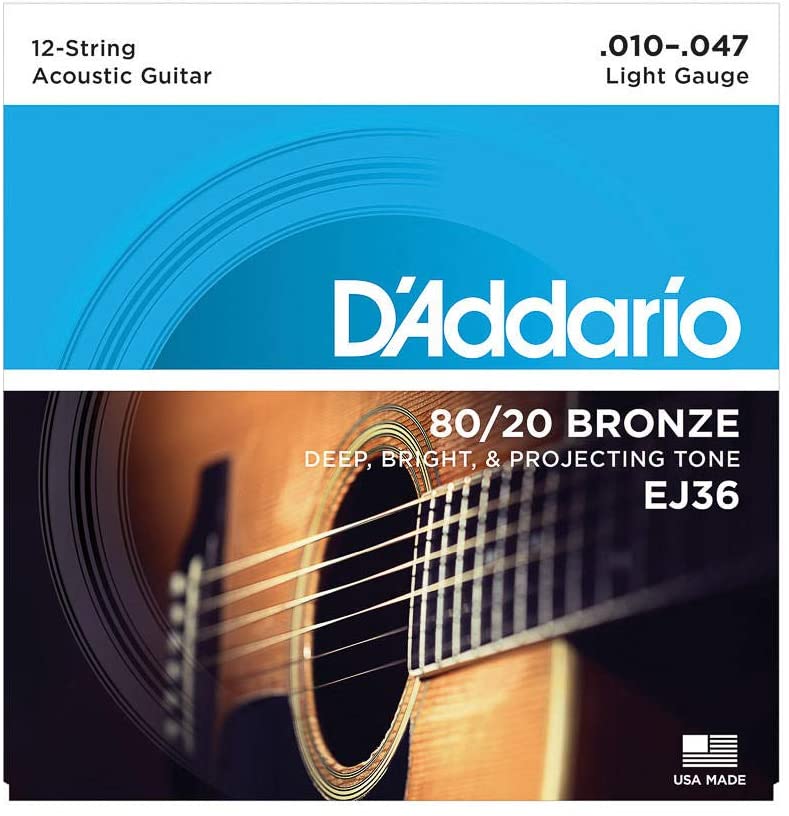 ADADDARIO 12 STRING ACOUSTIC GUITAR STRINGS EJ36 FRONT MAIN VIEW