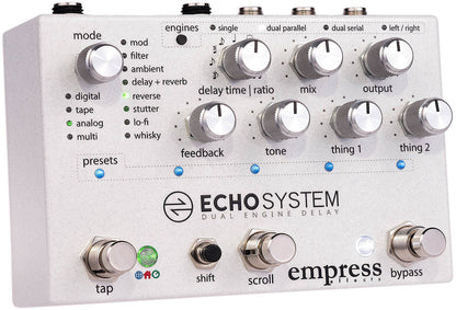  EMPRESS EFFECTS ECHOSYSTEM FRONT LEFT SIDE ANGLED VIEW ON WHITE BACKGROUND