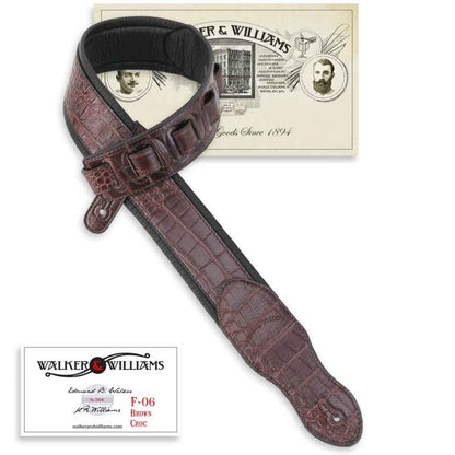 Walker & Williams - F-06 Dark Brown Gator Strap with Padded Glove Leather Back