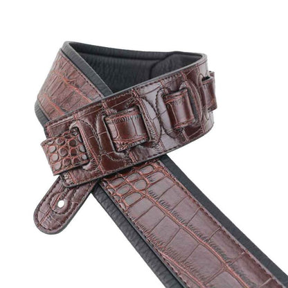 Walker & Williams - F-06 Dark Brown Gator Strap with Padded Glove Leather Back