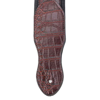 Walker & Williams - F-06 Dark Brown Gator Strap with Padded Glove Leather Back