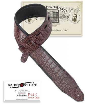 Walker & Williams - F-12-C Cognac Brown Alligator Texture Strap