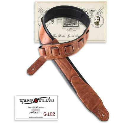 Walker & Williams - G-102 Dark London Tan Leather Strap with Padded Glove Leather Back