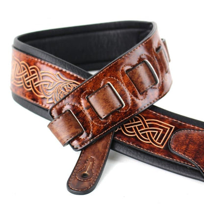 Walker & Williams - GB-181 Bourbon Brown Brushed Celtic Chain Design Padded Strap