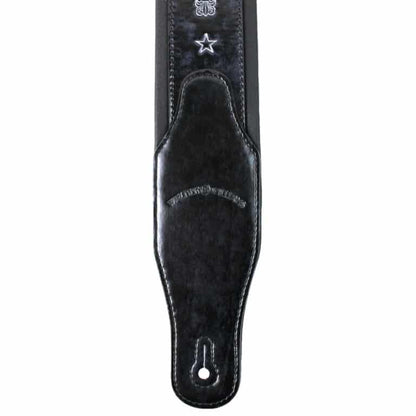 Walker & Williams - GB-20 Denim Black Padded Leather Strap with Fleur De Lis & French Chain Design