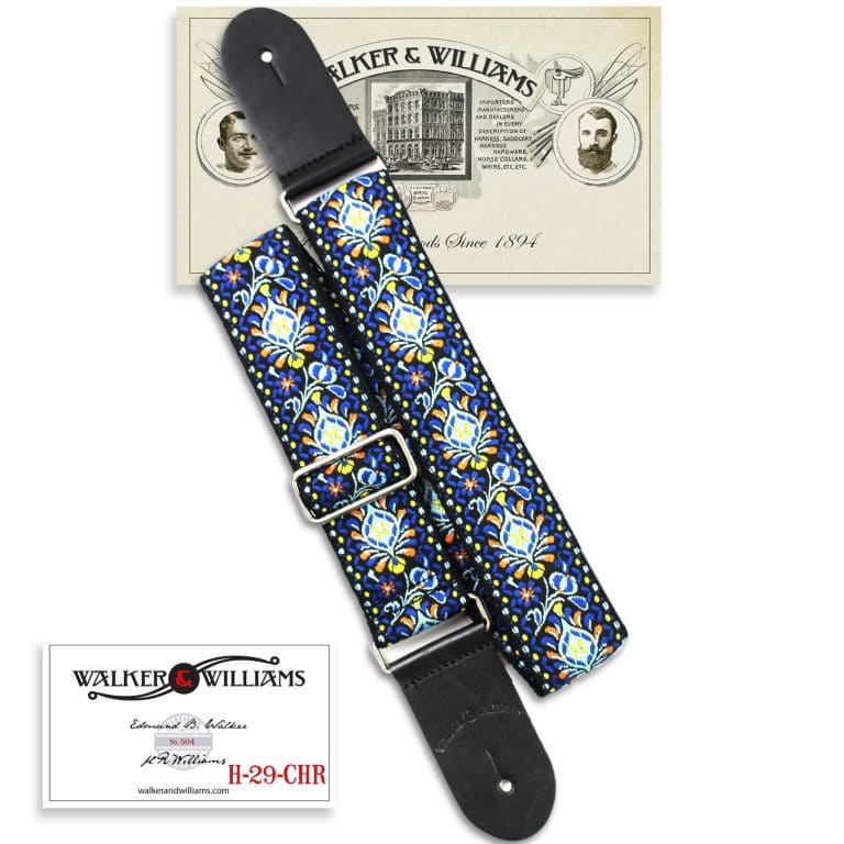 Walker & Williams - H-29-M Vintage Series Blue Cheer Woven Hippie Strap With Chrome Hardware & Leather Ends