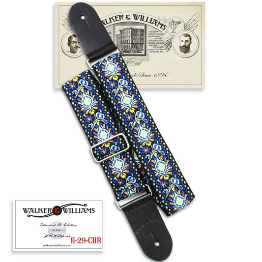 Walker & Williams - H-29-M Vintage Series Blue Cheer Woven Hippie Strap With Chrome Hardware & Leather Ends