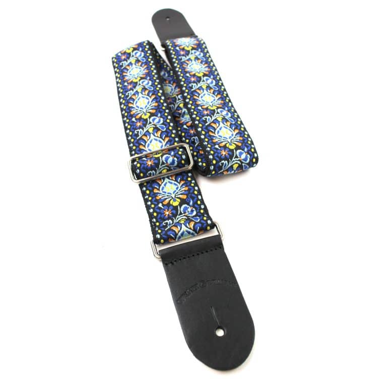 Walker & Williams - H-29-M Vintage Series Blue Cheer Woven Hippie Strap With Chrome Hardware & Leather Ends