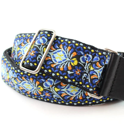 Walker & Williams - H-29-M Vintage Series Blue Cheer Woven Hippie Strap With Chrome Hardware & Leather Ends