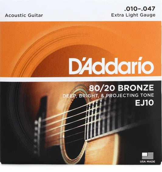 Extra Light D’addario 80/20 Bronze Strings - EJ10