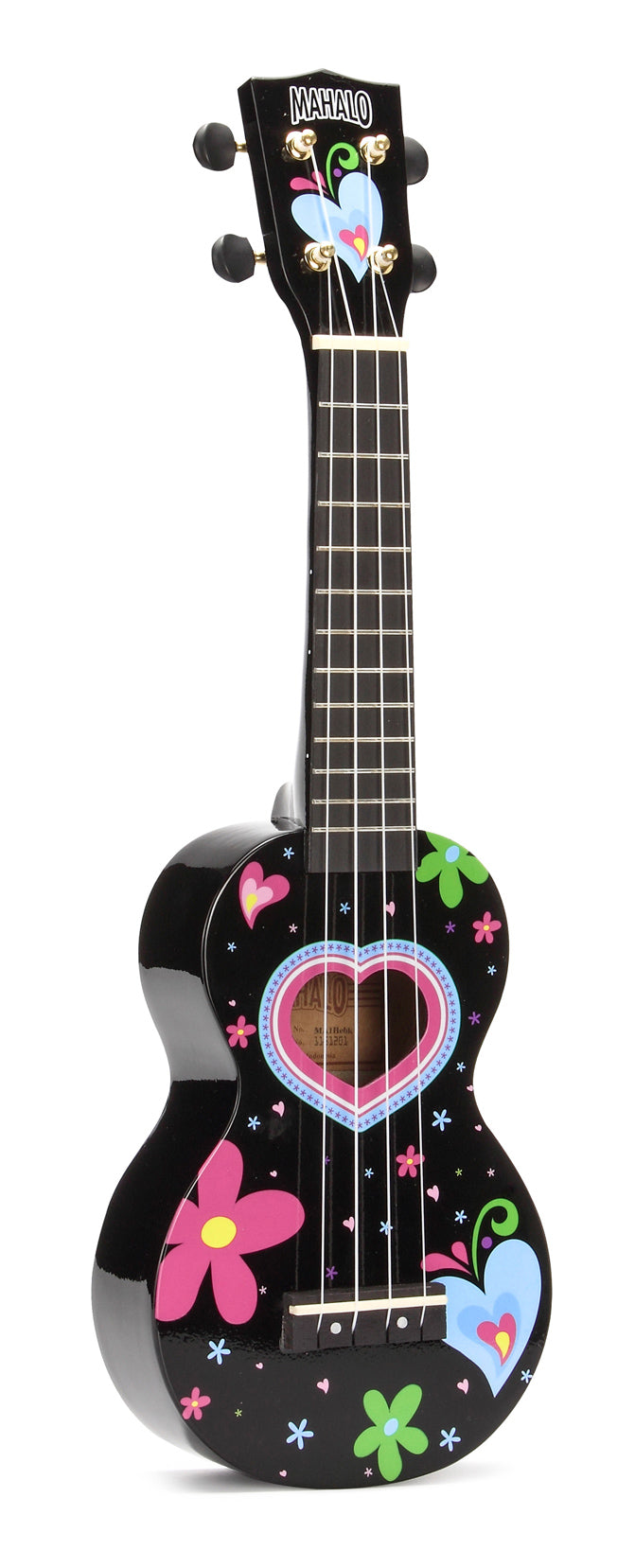 Mahalo MA1-HEBK Art Series Soprano Ukulele. Heart Graphic