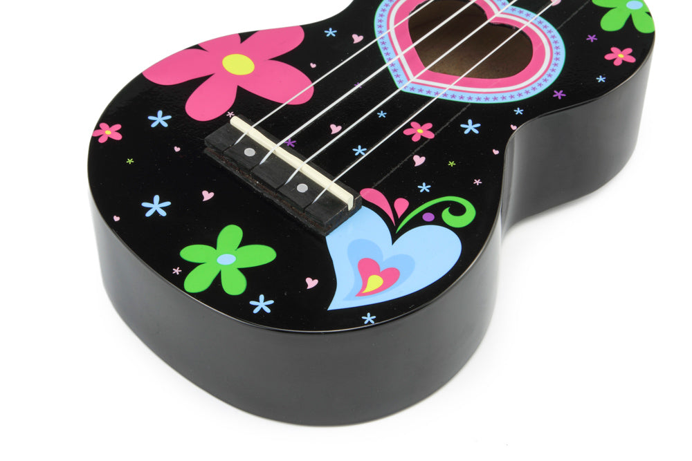 Mahalo MA1-HEBK Art Series Soprano Ukulele. Heart Graphic