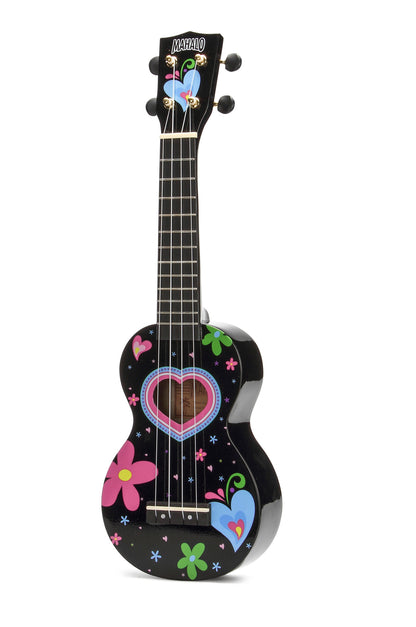 Mahalo MA1-HEBK Art Series Soprano Ukulele. Heart Graphic
