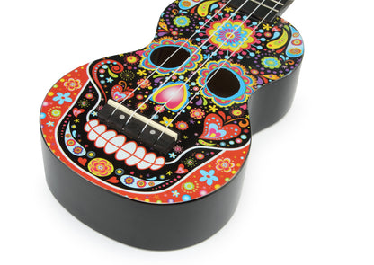 Mahalo MA1-SKBK Art Soprano Ukulele. Day of the Dead Graphic