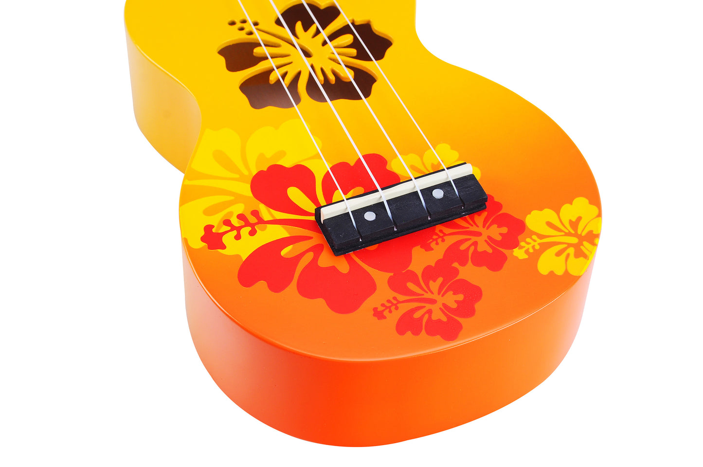 Mahalo MD1-HBORB Hibiscus Soprano Ukulele. Orange Burst