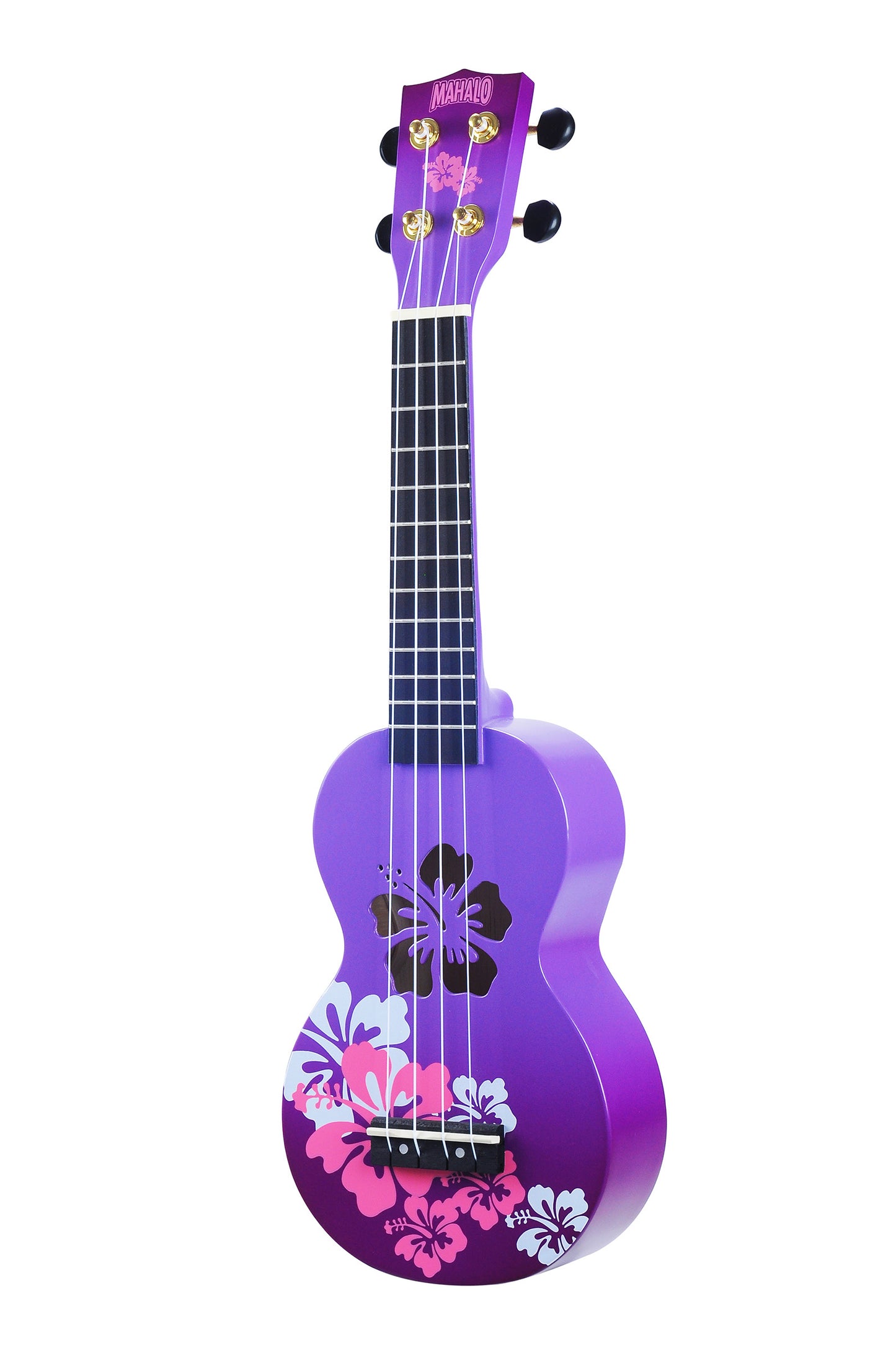 Mahalo MD1-HBPPB Hibiscus Soprano Ukulele. Purple Burst