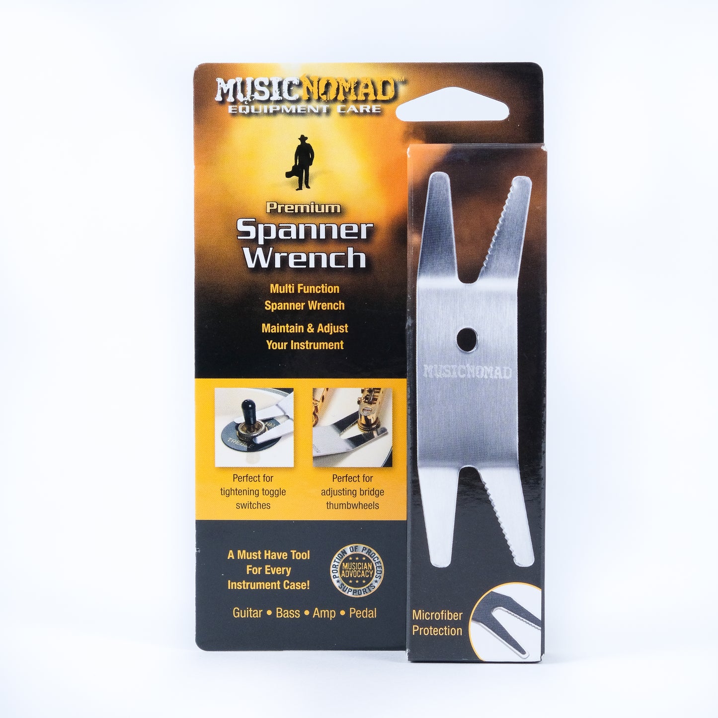 MusicNomad Premium Spanner Wrench with Microfiber Suede Backing (MN224)