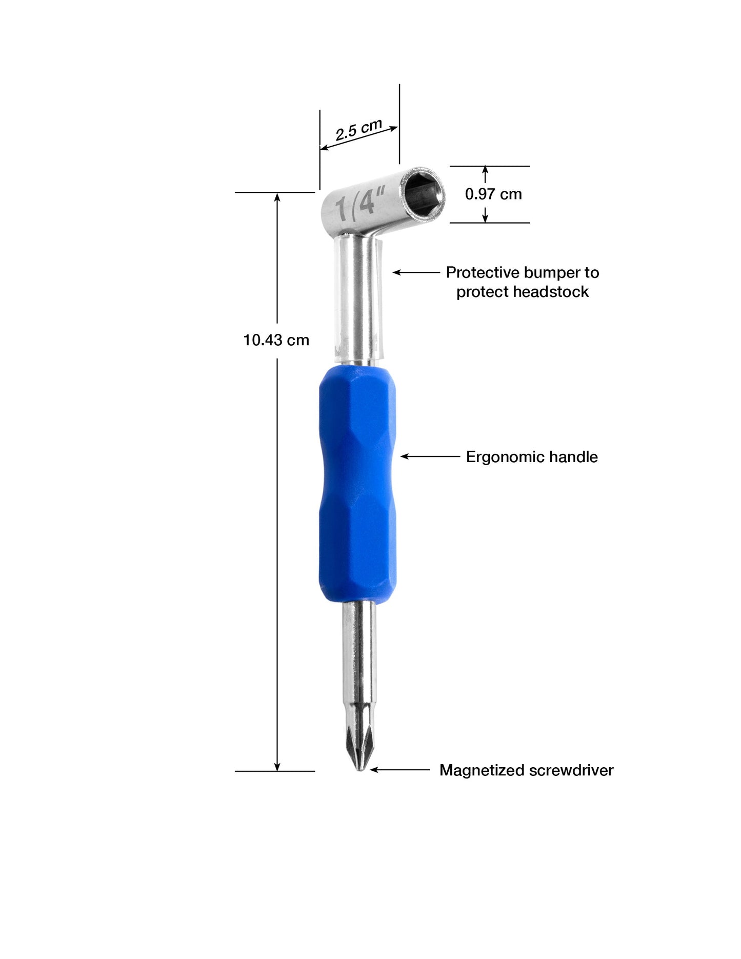 MusicNomad MN231 Premium Truss Rod Wrench - 1/4” for Taylor Guitars, Plus Magnetized Screwdriver