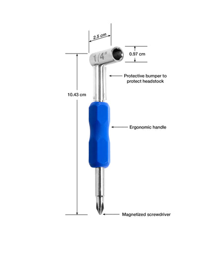 MusicNomad MN231 Premium Truss Rod Wrench - 1/4” for Taylor Guitars, Plus Magnetized Screwdriver